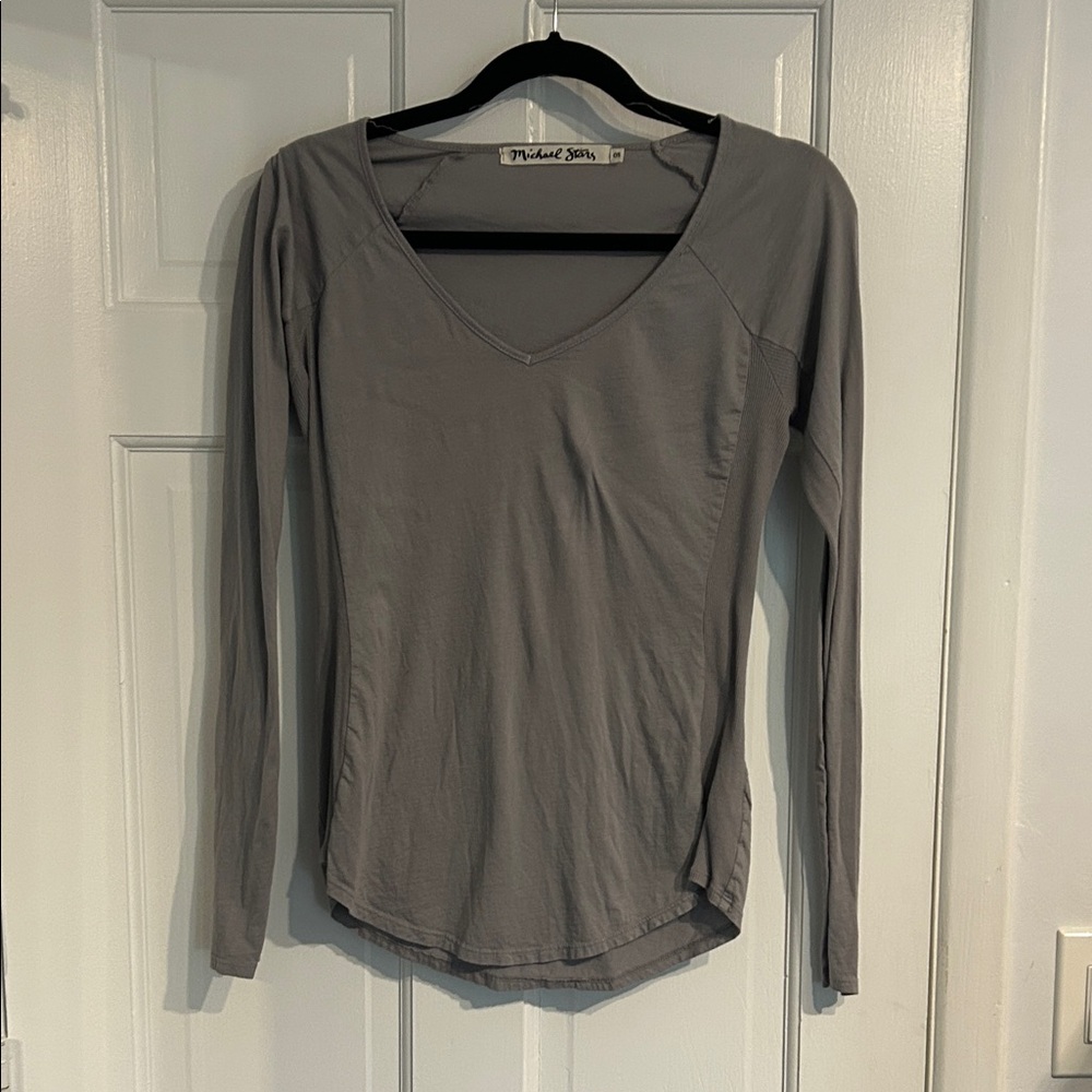 Michael Stars Charcoal Long Sleeve V-Neck Top